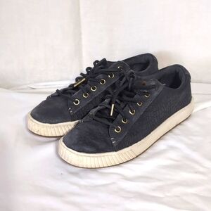 Sperry Anchor Plushwave Croc Suede Sneaker Navy Blue Lace-Up Size 7